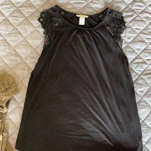 H & M black lace top size medium